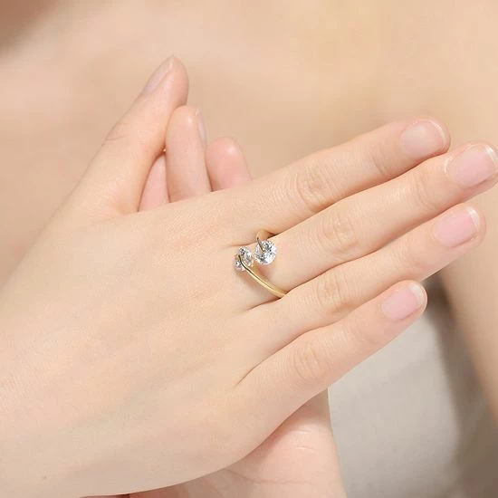 New โ Unbranded 14k Gold Over Sterling Silver Cubic Zirconia Two Stone Ring ๐ - Image 3