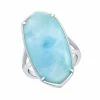 Wholesale ⭐ Unbranded Sterling Silver Long Hexagon Larimar Ring ✔️