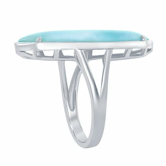 Wholesale ⭐ Unbranded Sterling Silver Long Hexagon Larimar Ring ✔️ - Image 2