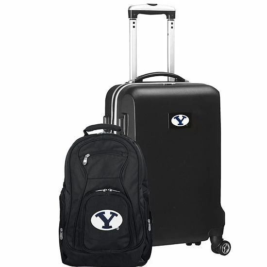 Brand new 💯 Unbranded BYU Cougars Deluxe Hardside Spinner Carry-On Luggage & 🎒 Backpack Set Byu Navy ❤️ - Image 18