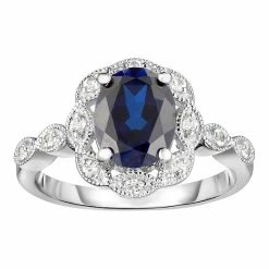 Best reviews of ✨ Unbranded Sterling Silver Lab-Created Gemstone & White Topaz Frame Ring Created Blue Sapphire ✔️