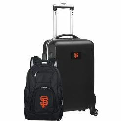 Promo 👍 Unbranded San Francisco Giants Deluxe Wheeled Carry-On Luggage & 🎒 Backpack Set Gnt Black 👍