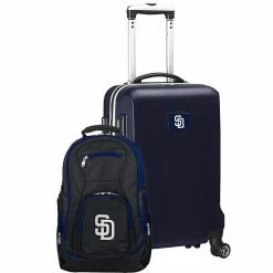 Best Pirce 💯 Unbranded San Diego Padres Deluxe Wheeled Carry-On Luggage & 🎒 Backpack Set Pad Silver ❤️