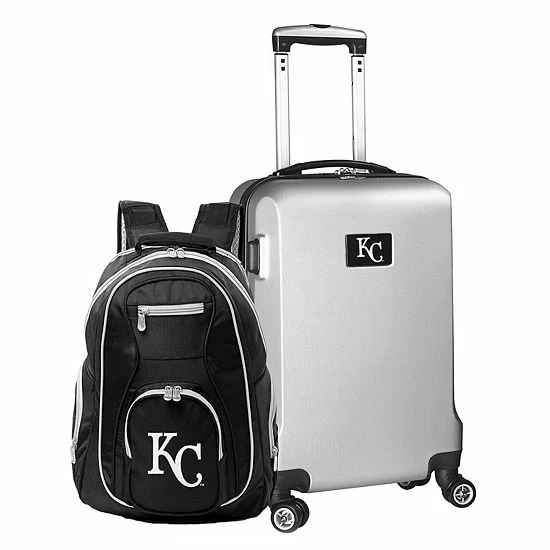 Best Pirce 💯 Unbranded Kansas City Royals Deluxe Wheeled Carry-On Luggage & 🎒 Backpack Set Ryl Pink 🔥 - Image 8