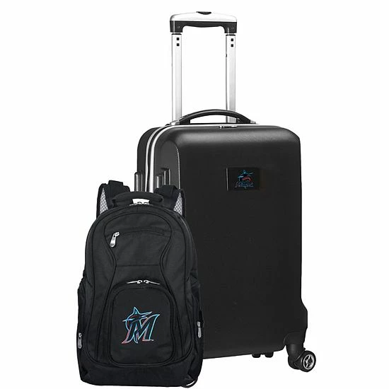 Discount ๐ Unbranded Miami Marlins Deluxe Wheeled Carry-On Luggage & ๐ Backpack Set Mrl Pink ๐ - Image 12