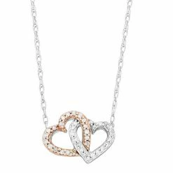 Buy 😉 Unbranded Sterling Silver & 10k Rose Gold 1/10 Carat T.W. Diamond Interlocking Heart Necklace 😉