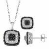 Discount 🌟 Unbranded Sterling Silver 1/2 Carat T.W. Black & White Diamond Pendant & Earring Set 💯