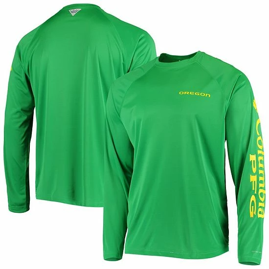 New ๐ฅ Unbranded Men's Columbia PFG Green Oregon Ducks Terminal Tackle Omni-Shade Long Sleeve T-Shirt ๐