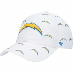 Discount ❤️ Unbranded 👩 Women's '47 White Los Angeles Chargers Team Confetti Clean Up Adjustable Hat 🎁