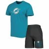 New ⌛ Unbranded Men's Concepts Sport Charcoal/Aqua Miami Dolphins Meter T-Shirt & Shorts Sleep Set 🎁