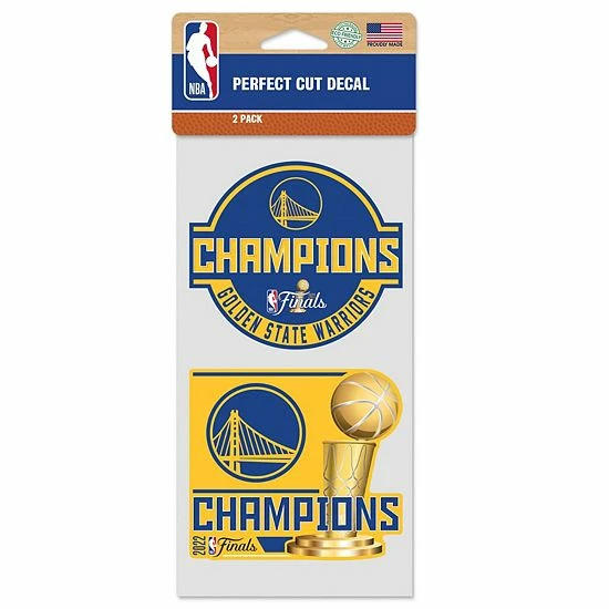 Buy โญ Unbranded WinCraft Golden State Warriors 2022 NBA Finals Champions 2-Piece 4'' X 8'' Perfect Cut Decal Set ๐