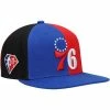 Deals 👏 Unbranded Men's Mitchell & Ness Royal Philadelphia 76ers NBA 75th Anniversary What The? Snapback Hat 🥰