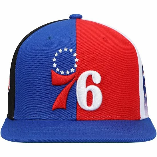 Deals 👏 Unbranded Men's Mitchell & Ness Royal Philadelphia 76ers NBA 75th Anniversary What The? Snapback Hat 🥰 - Image 3