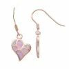 Flash Sale 💯 Unbranded 14k Rose Gold Over Silver Lab-Created Pink Opal Heart Drop Earrings ⌛