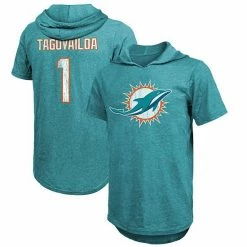 Budget 👍 Unbranded Men's Fanatics Branded Tua Tagovailoa Aqua Miami Dolphins Player Name & Number Tri-Blend Hoodie T-Shirt 👏
