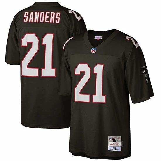 Hot Sale 🛒 Unbranded Men's Mitchell & Ness Deion Sanders Black Atlanta Falcons Big & Tall 1992 Retired Player Replica Jersey ✨