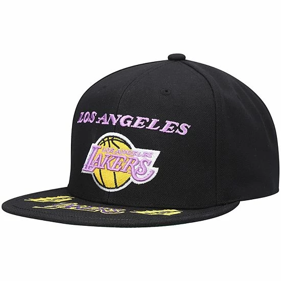 Outlet 🎁 Unbranded Men's Mitchell & Ness Black Los Angeles Lakers Hardwood Classics Front Loaded Snapback Hat 🔥