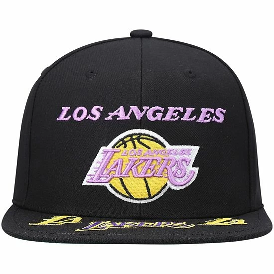Outlet 🎁 Unbranded Men's Mitchell & Ness Black Los Angeles Lakers Hardwood Classics Front Loaded Snapback Hat 🔥 - Image 2