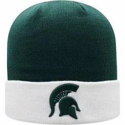 Wholesale 🥰 Unbranded Men's Top Of The World Green/White Michigan State Spartans Core 2-Tone Cuffed Knit Hat 👍