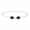 Deals 🎁 Unbranded Sterling Silver Onyx & Lab-Created White Sapphire Halo Cuff Bracelet ⭐