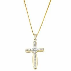 Promo 🔥 Unbranded 10k Gold Over Sterling Silver 1/5 Carat T.W. Diamond Cross Pendant Necklace ⭐