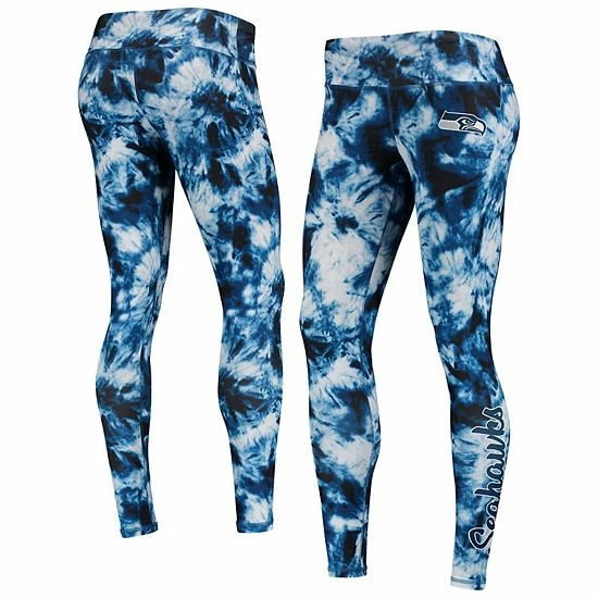 Outlet ๐ Unbranded ๐ฉ Women's FOCO College Navy Seattle Seahawks Tie-Dye Leggings โค๏ธ - Image 2