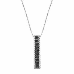 Best deal 🎉 Unbranded Sterling Silver 1/5 Carat T.W. Black Diamond Stick Pendant Necklace 🎉