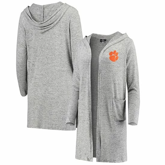Promo ๐ Unbranded ๐ฉ Women's Heathered Gray Clemson Tigers Cuddle Soft Duster Cardigan ๐