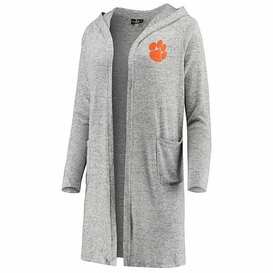 Promo ๐ Unbranded ๐ฉ Women's Heathered Gray Clemson Tigers Cuddle Soft Duster Cardigan ๐ - Image 3