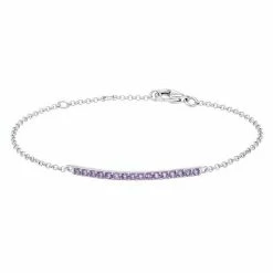 Promo ❤️ Unbranded Sterling Silver Lab-Created Gemstone Bracelet Amethyst ⌛