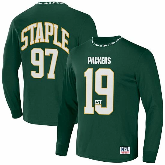 New โญ Unbranded Men's NFL X Staple Hunter Green Green Bay Packers Core Team Long Sleeve T-Shirt ๐