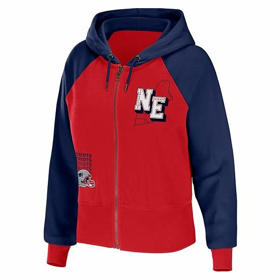 Discount 🥰 Unbranded 👩 Women's WEAR By Erin Andrews Red New England Patriots Colorblock Full-Zip Hoodie ⭐ - Image 3