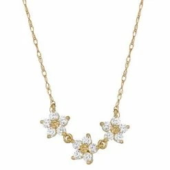 Brand new 🛒 Unbranded 10k Gold Triple Flower Cubic Zirconia Necklace 💯