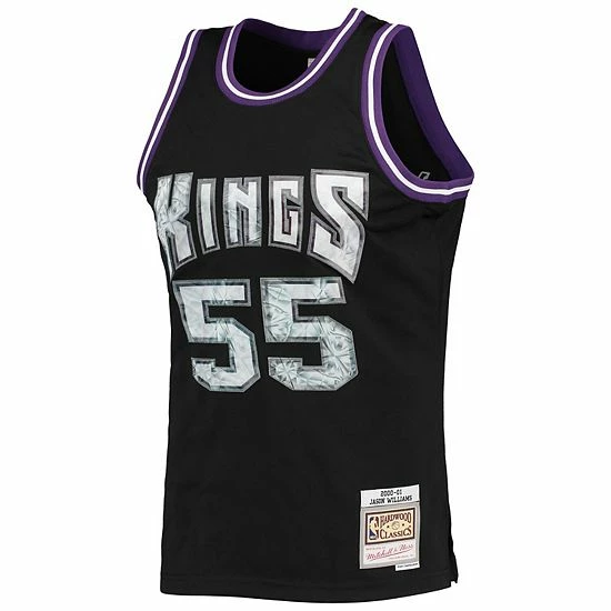 Budget ⌛ Unbranded Men's Mitchell & Ness Jason Williams Black Sacramento Kings 2000-01 Hardwood Classics 75th Anniversary Diamond Swingman Jersey ✨ - Image 3
