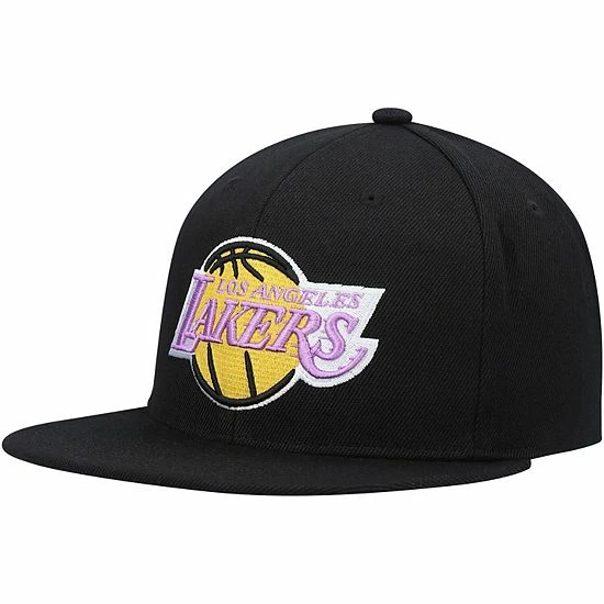 New 🔥 Unbranded Men's Mitchell & Ness Black Los Angeles Lakers Core Basic Snapback Hat ✔️ - Image 2