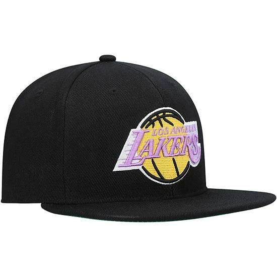New 🔥 Unbranded Men's Mitchell & Ness Black Los Angeles Lakers Core Basic Snapback Hat ✔️ - Image 4