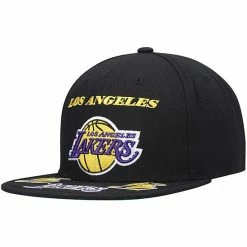 Flash Sale 🎉 Unbranded Men's Mitchell & Ness Black Los Angeles Lakers Front Loaded Snapback Hat 🤩