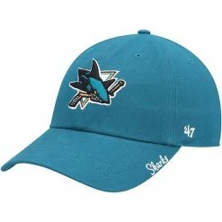 Flash Sale 👍 Unbranded 👩 Women's '47 Teal San Jose Sharks Team Miata Clean Up Adjustable Hat ⌛