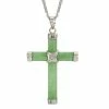Coupon ❤️ Unbranded Sterling Silver Jade Cross Pendant Necklace 👏