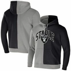 New 🥰 Unbranded Men's NFL X Staple Gray Las Vegas Raiders Split Logo Pullover Hoodie ⭐