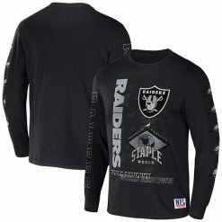 Budget 🤩 Unbranded Men's NFL X Staple Black Las Vegas Raiders World Renowned Long Sleeve T-Shirt 🔔