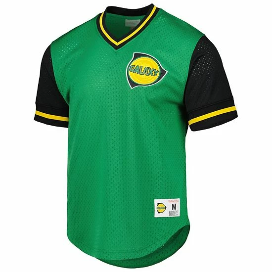 Top 10 🤩 Unbranded Men's Mitchell & Ness Green LA Galaxy Mesh V-Neck T-Shirt ❤️ - Image 3