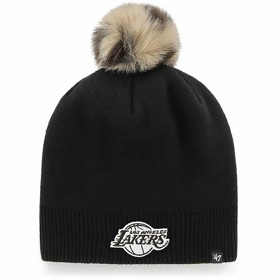 Best Pirce ๐ Unbranded ๐ฉ Women's '47 Black Los Angeles Lakers Serengeti Knit Beanie With Pom ๐