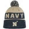 Cheap 🎉 Unbranded Men's Top Of The World Gold/Heathered Navy Midshipmen Below Zero Cuffed Pom Knit Hat 🥰