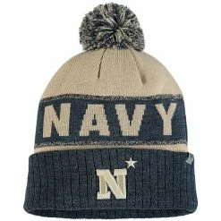 Cheap 🎉 Unbranded Men's Top Of The World Gold/Heathered Navy Midshipmen Below Zero Cuffed Pom Knit Hat 🥰