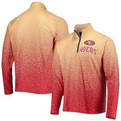 Flash Sale 💯 Unbranded Men's FOCO Gold/Scarlet San Francisco 49ers Gradient Raglan Quarter-Zip Jacket 🎁