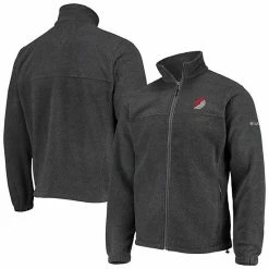 Best Sale 👏 Unbranded Men's Columbia Portland Trail Blazers Heathered Charcoal Flanker Full-Zip Jacket 🌟