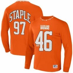 Cheap ❤️ Unbranded Men's NFL X Staple Orange Cleveland Browns Core Team Long Sleeve T-Shirt 🎁