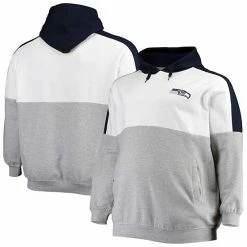 Buy 🎉 Unbranded Men's College Navy/Heathered Gray Seattle Seahawks Big & Tall Team Logo Pullover Hoodie ✔️