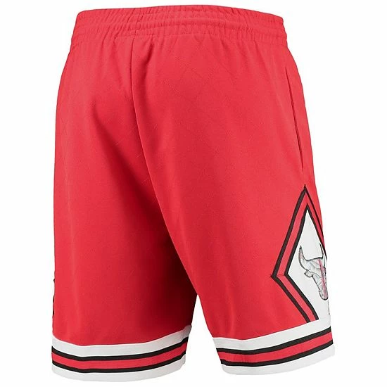 Best reviews of 💯 Unbranded Men's Mitchell & Ness Red Chicago Bulls 1997 Hardwood Classics 75th Anniversary Swingman Shorts 🌟 - Image 4